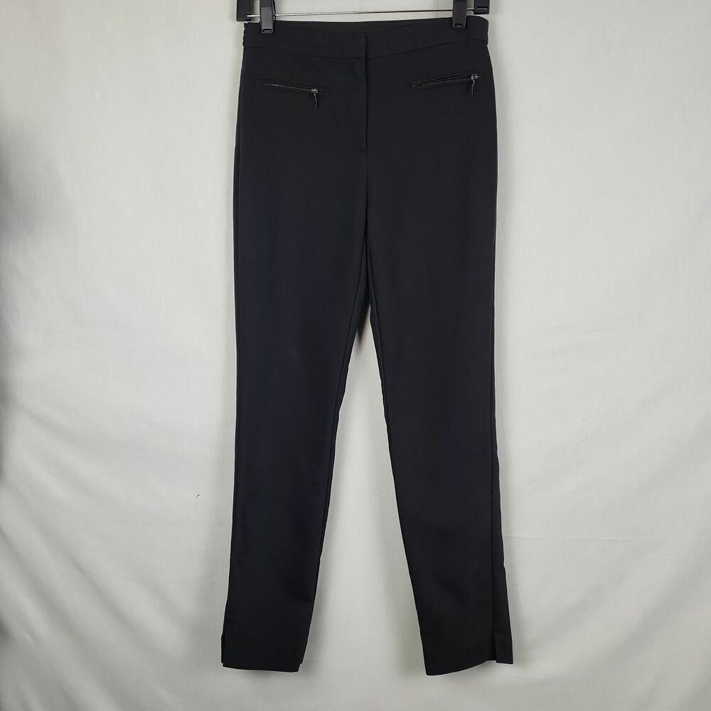 Zara Womens Black Flat Front Dark Wash Skinny Leg Dress Pants Size 24